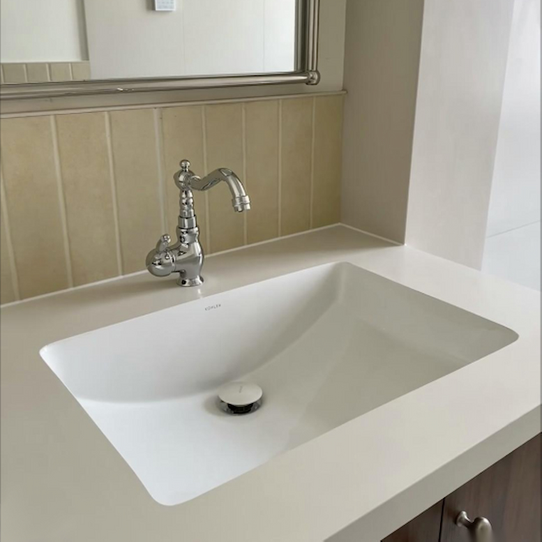 Lavabo integrato senza soluzione di continuità