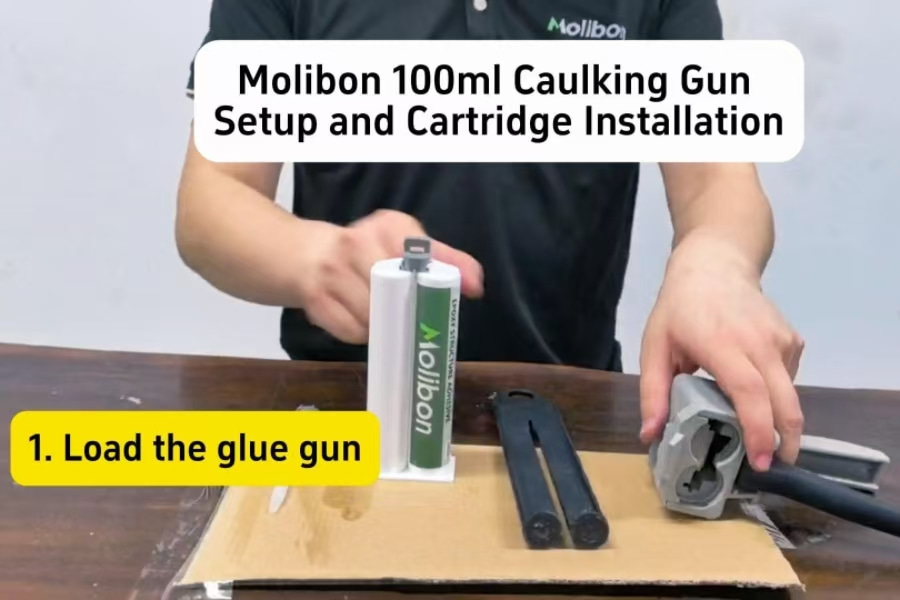 Installazione e configurazione della pistola per calafataggio Molibon da 100 ml e della cartuccia